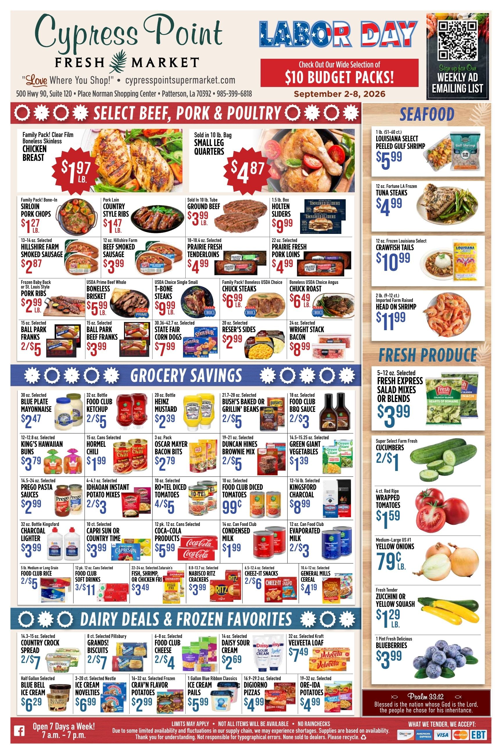 Cypress Point Fresh Market Weekly Ad September 2 - 8, 2026