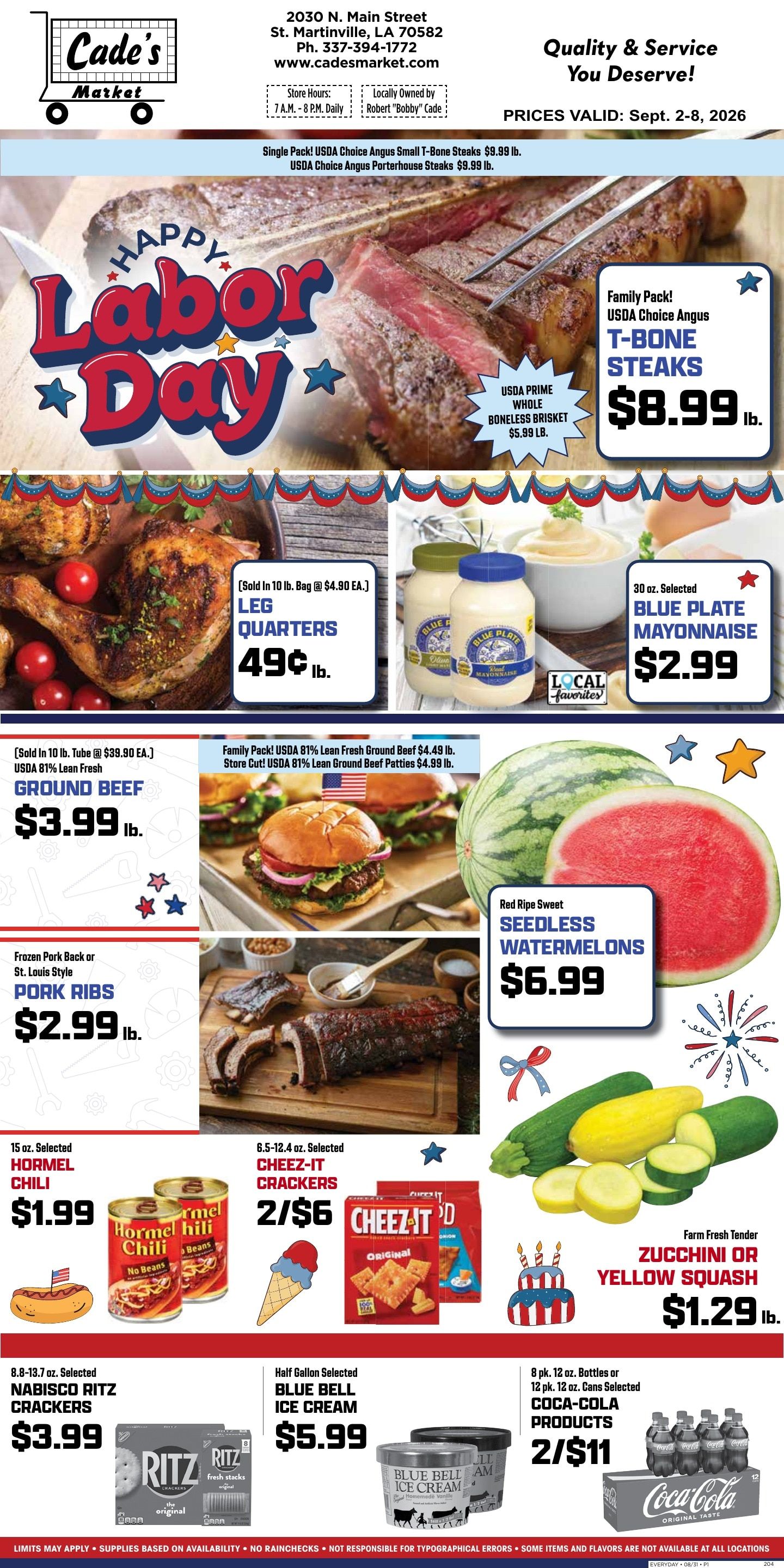 Cade's Market Weekly Ad September 2 - 8, 2026