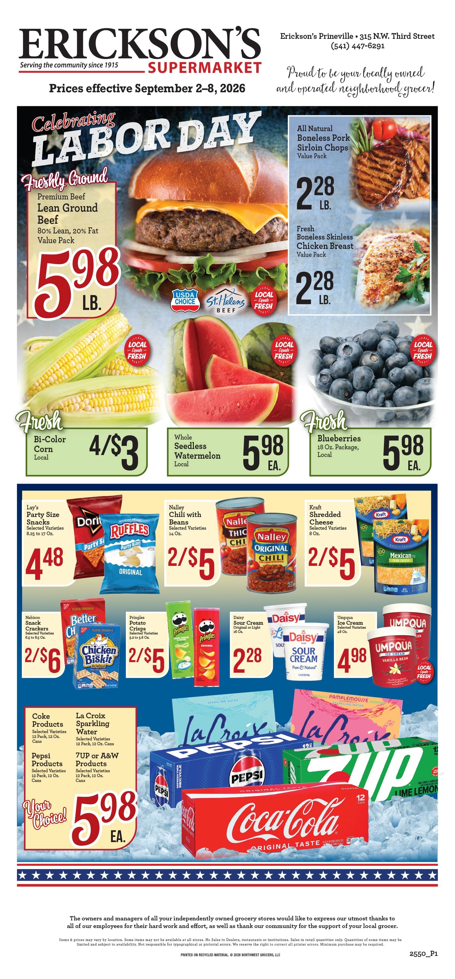 Erickson's Thriftway Weekly Ad September 2 - 8, 2026