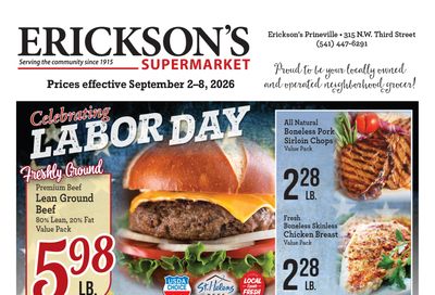 Erickson's Thriftway Weekly Ad September 2 - 8, 2026