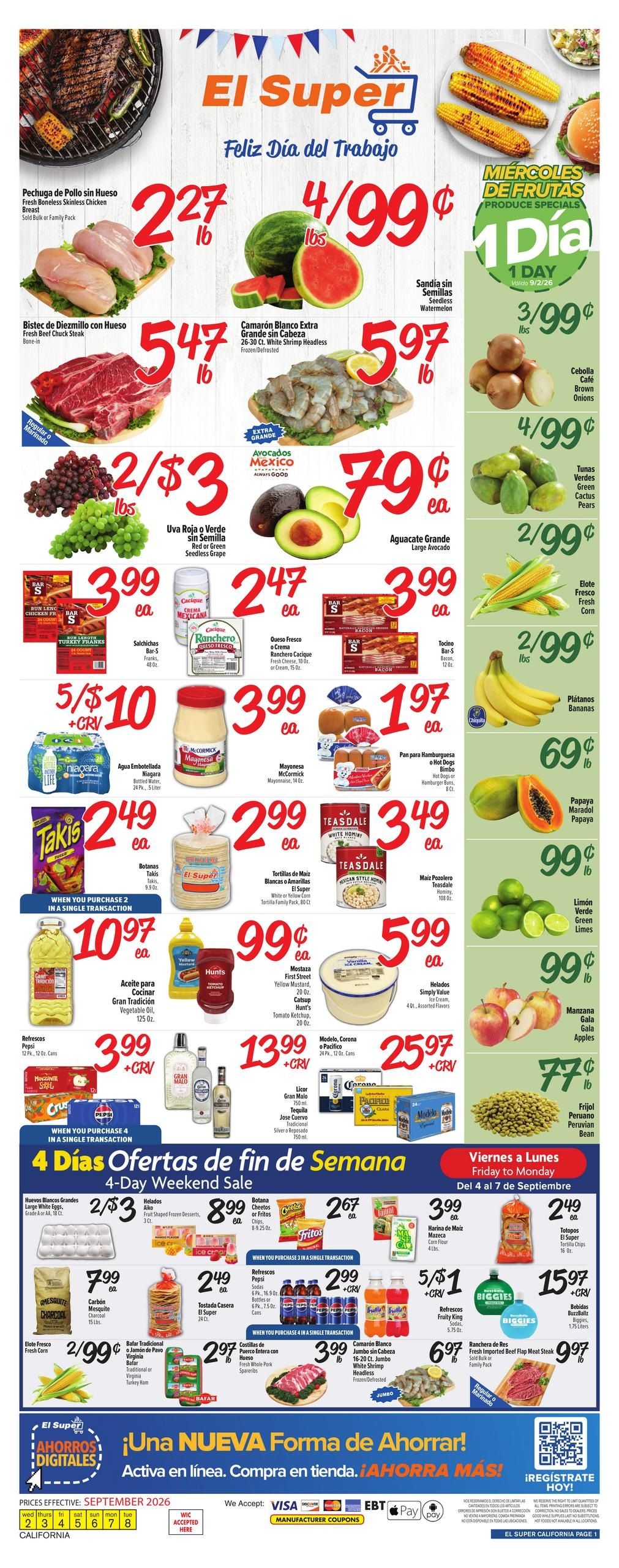 El Super (Alhambra Area, CA) Weekly Ad September 2 - 8, 2026