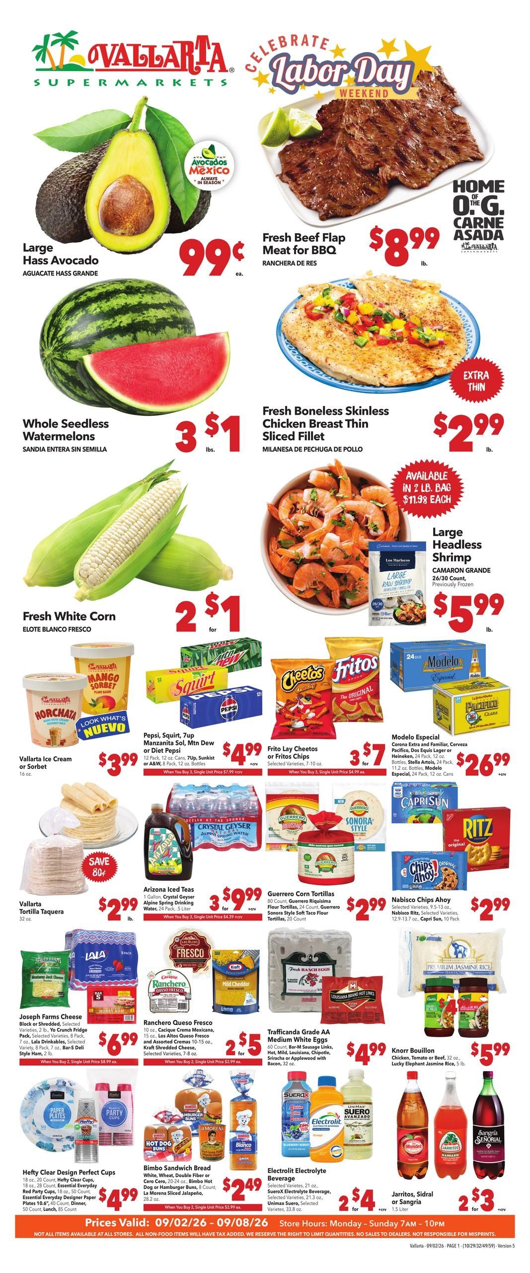 Vallarta Supermarkets (Clovis-Fresno Area, CA) Grocery Savings Weekly Ad September 2 - 8, 2026