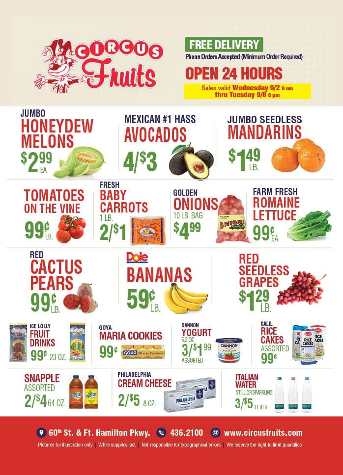 Circus Fruits (New York) Weekly Ad September 2 - 8, 2026