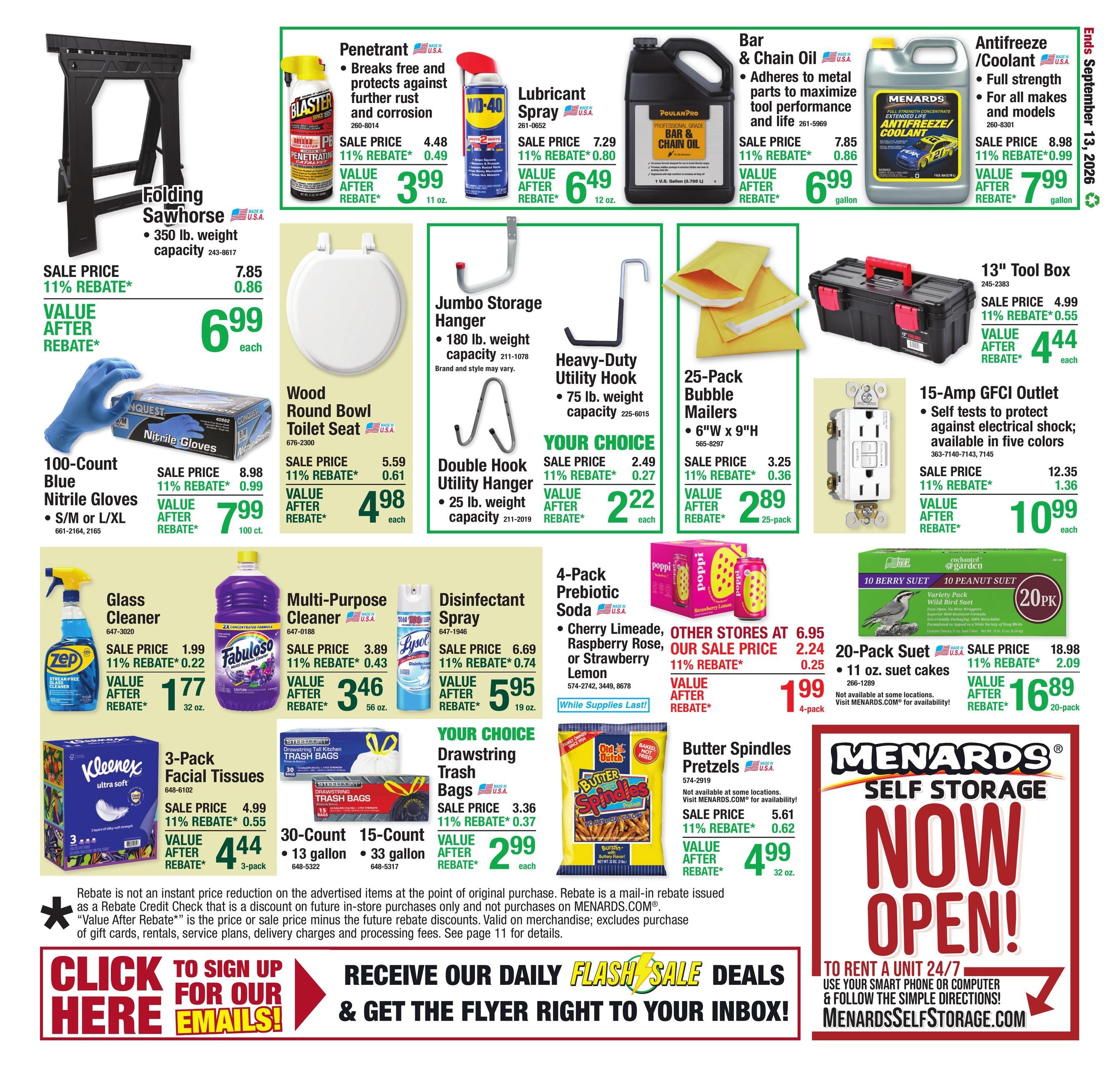 Menards (Ashley Area, ND) 11% Rebate Sale Weekly Ad September 2 - 13, 2026