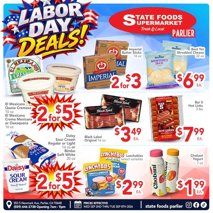 State Foods Supermarket (Parlier, CA) Weekly Ad September 2 - 8, 2026