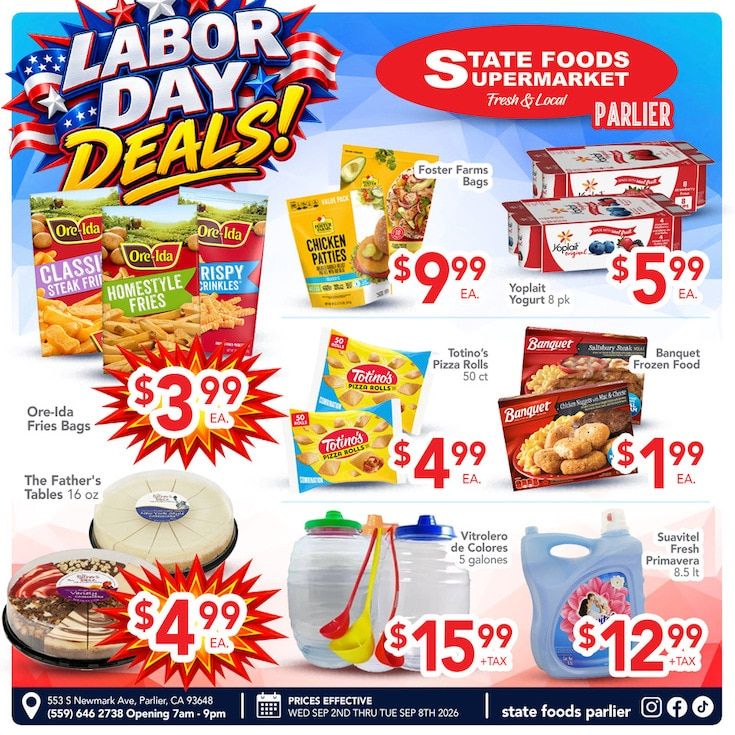 State Foods Supermarket (Parlier, CA) Weekly Ad September 2 - 8, 2026