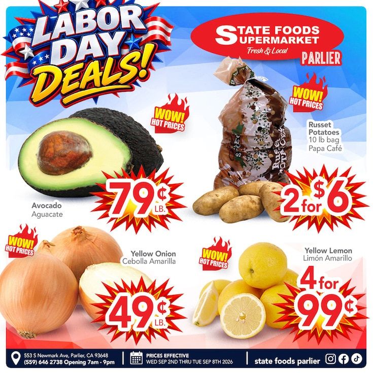 State Foods Supermarket (Parlier, CA) Weekly Ad September 2 - 8, 2026
