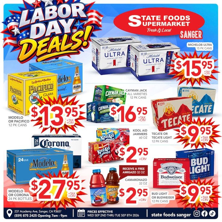 State Foods Supermarket (Sanger, CA) Weekly Ad September 2 - 8, 2026