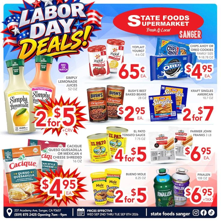 State Foods Supermarket (Sanger, CA) Weekly Ad September 2 - 8, 2026