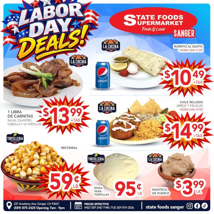State Foods Supermarket (Sanger, CA) Weekly Ad September 2 - 8, 2026