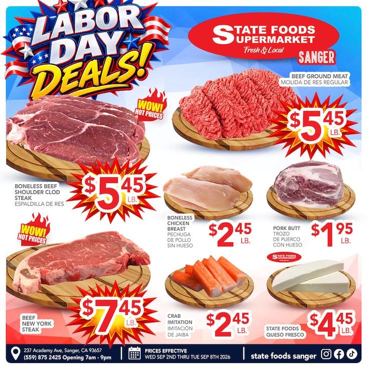State Foods Supermarket (Sanger, CA) Weekly Ad September 2 - 8, 2026