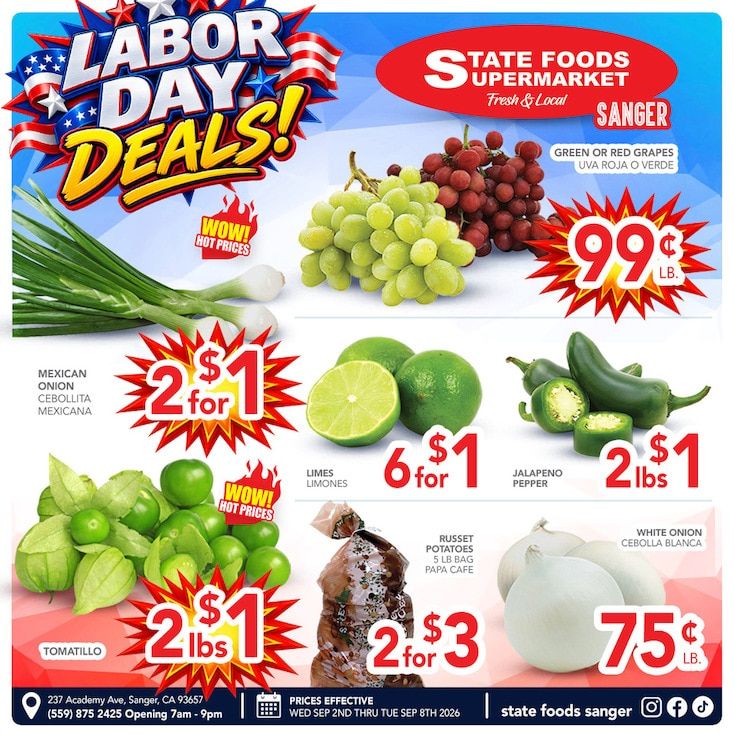 State Foods Supermarket (Sanger, CA) Weekly Ad September 2 - 8, 2026
