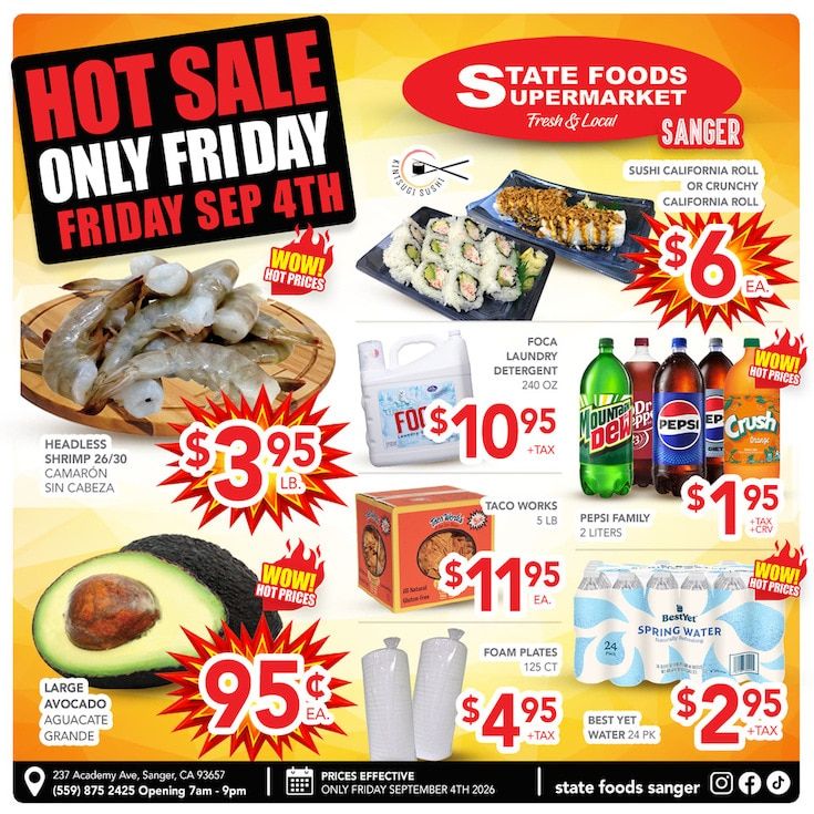 State Foods Supermarket (Sanger, CA) Weekly Ad September 2 - 8, 2026