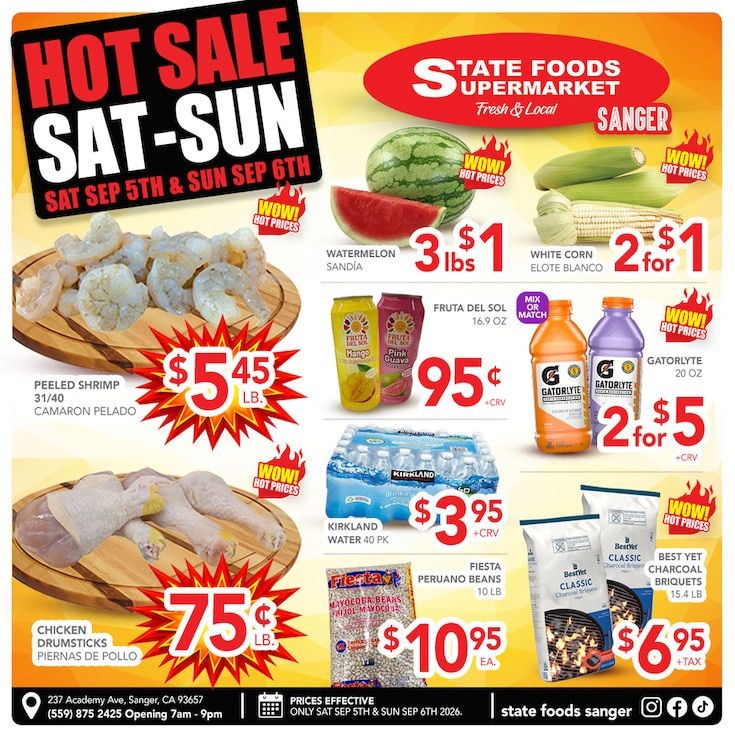 State Foods Supermarket (Sanger, CA) Weekly Ad September 2 - 8, 2026