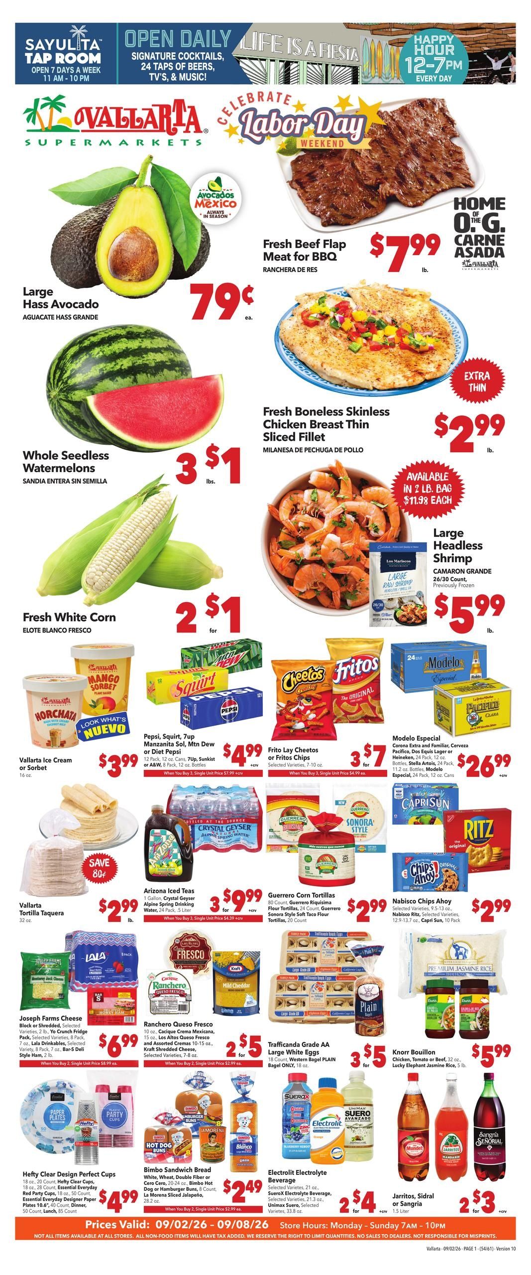 Vallarta Supermarkets (Menifee Area, CA) Grocery Savings Weekly Ad September 2 - 8, 2026