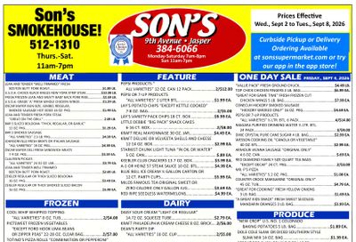 Son's Supermarket (400 9th Ave, Jasper, AL) Weekly Ad September 2 - 8, 2026