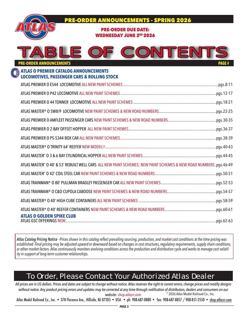 Atlas Model Railroad Model Railroad Catalog Weekly Ad January 1 - December 31, 2026