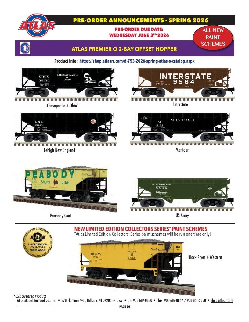 Atlas Model Railroad Model Railroad Catalog Weekly Ad January 1 - December 31, 2026