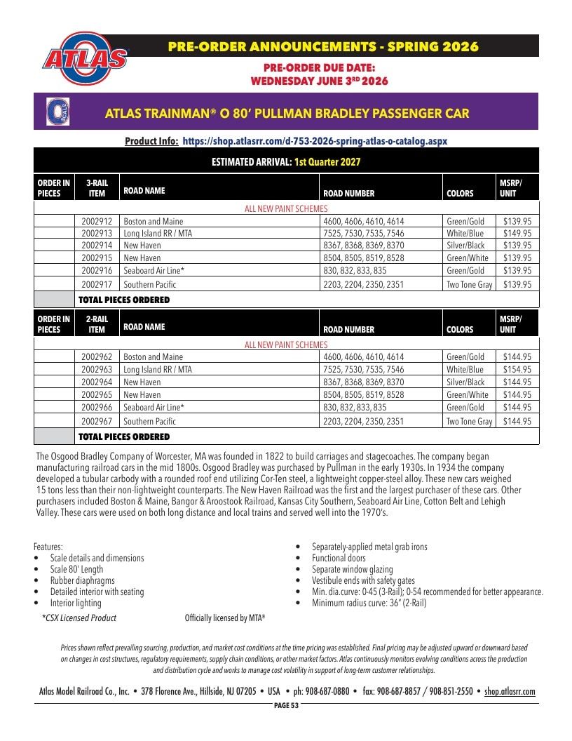 Atlas Model Railroad Model Railroad Catalog Weekly Ad January 1 - December 31, 2026