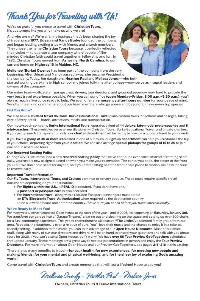 Christian Tours Travel Adventures Catalog Weekly Ad January 1 - December 31, 2026