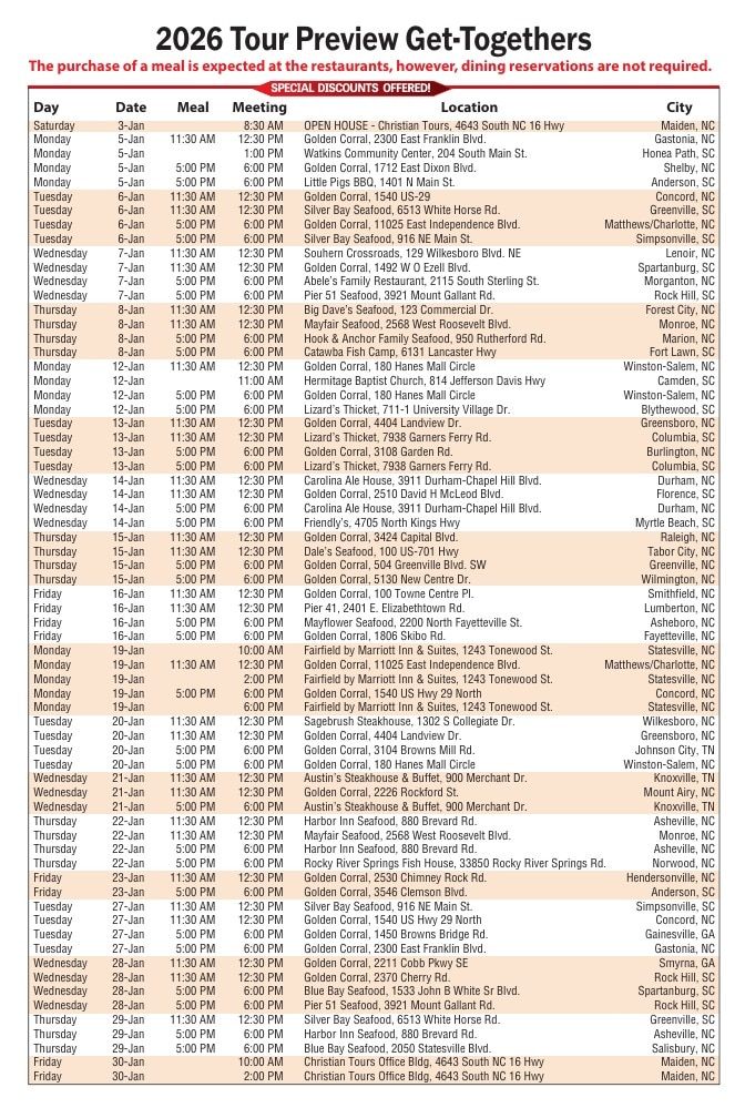 Christian Tours Travel Adventures Catalog Weekly Ad January 1 - December 31, 2026