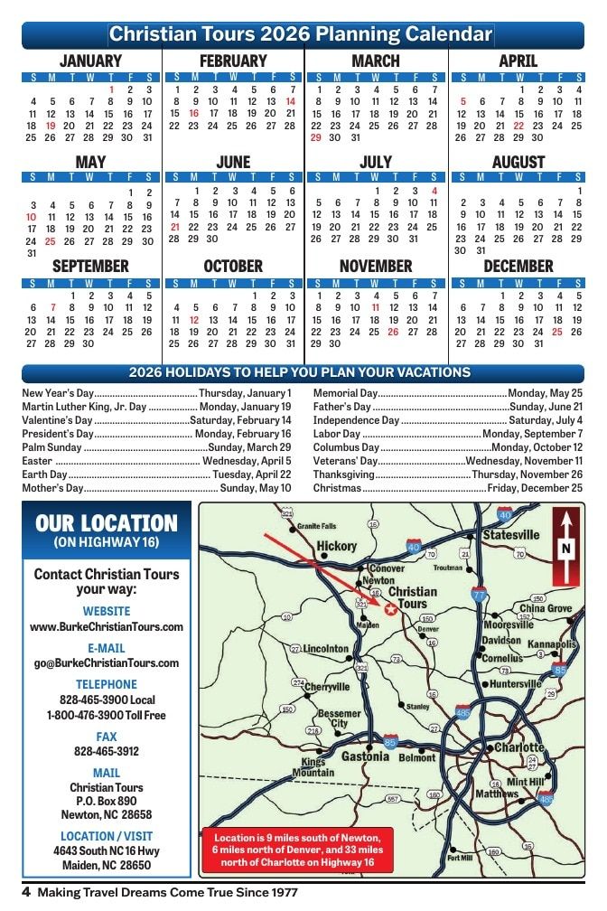 Christian Tours Travel Adventures Catalog Weekly Ad January 1 - December 31, 2026