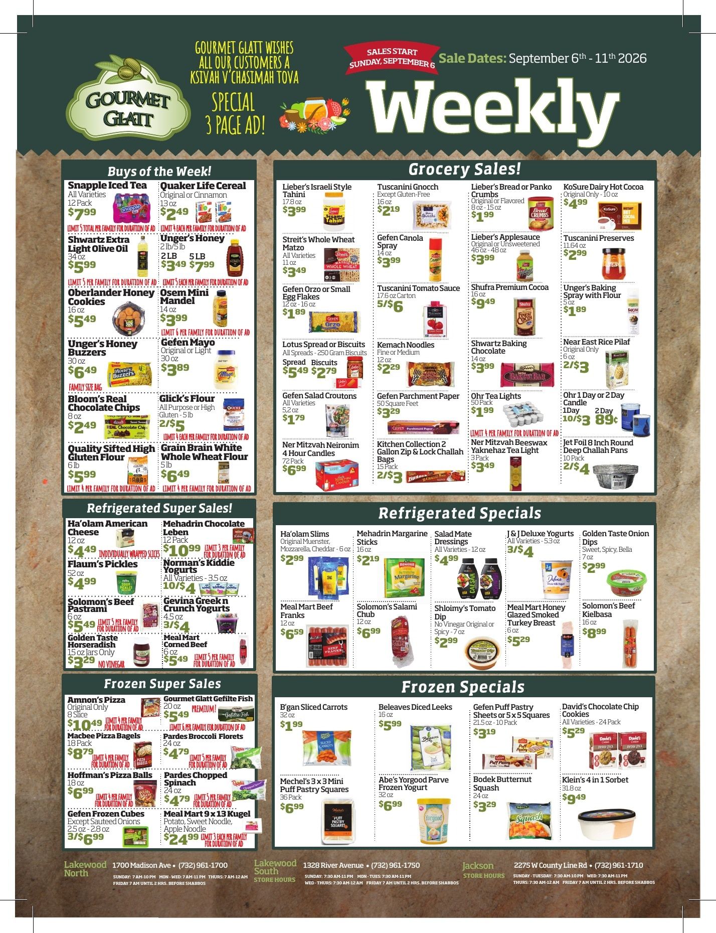 Gourmet Glatt (New Jersey) Weekly Ad September 5 - 11, 2026