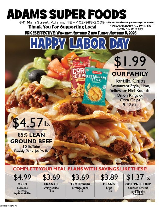 Adams Super Foods Weekly Ad September 2 - 8, 2026