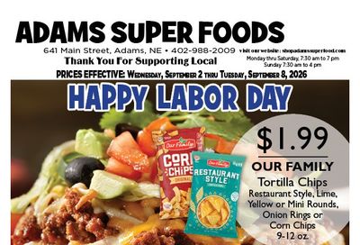 Adams Super Foods Weekly Ad September 2 - 8, 2026