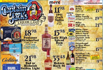 Captain Jack's Liquor Land Weekly Ad September 9 - 15, 2026