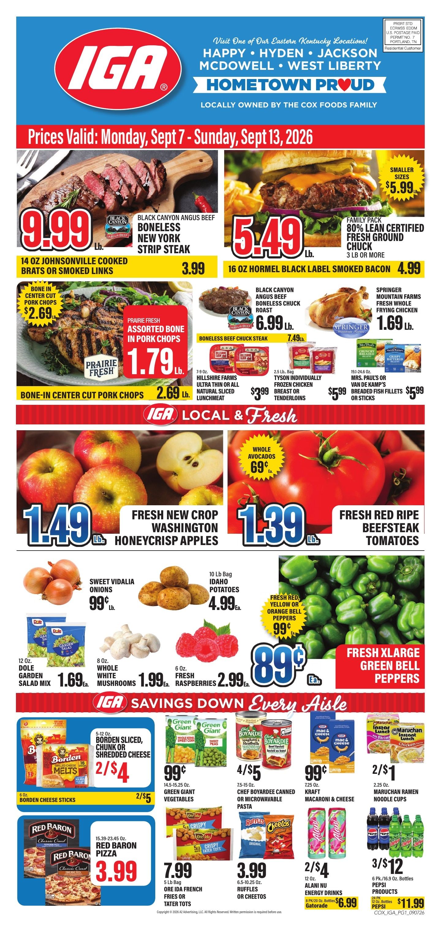 Cox Foods IGA Weekly Ad September 7 - 13, 2026