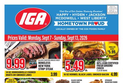 Cox Foods IGA Weekly Ad September 7 - 13, 2026