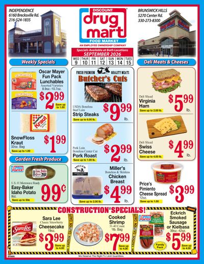 Discount Drug Mart (Ohio) Weekly Ad September 9 - 15, 2026