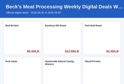 Beck's Meat Processing Weekly Digital Deals Weekly Ad August 31 - September 5, 2026