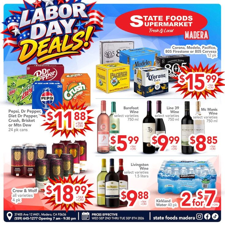 State Foods Supermarket (Madera, CA) Weekly Ad September 2 - 8, 2026