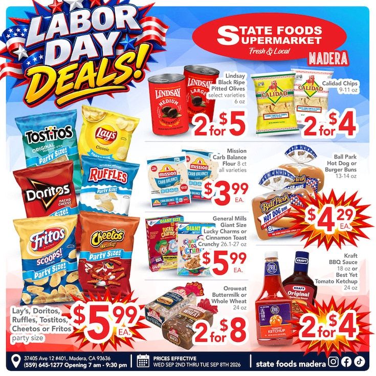 State Foods Supermarket (Madera, CA) Weekly Ad September 2 - 8, 2026