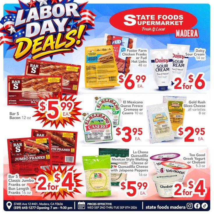 State Foods Supermarket (Madera, CA) Weekly Ad September 2 - 8, 2026
