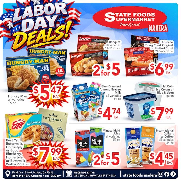 State Foods Supermarket (Madera, CA) Weekly Ad September 2 - 8, 2026