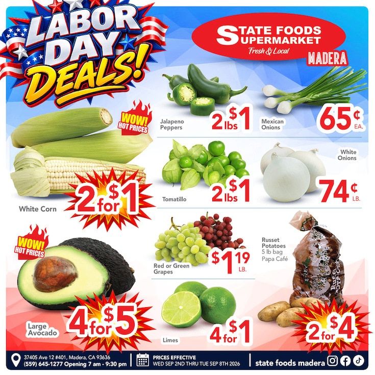 State Foods Supermarket (Madera, CA) Weekly Ad September 2 - 8, 2026