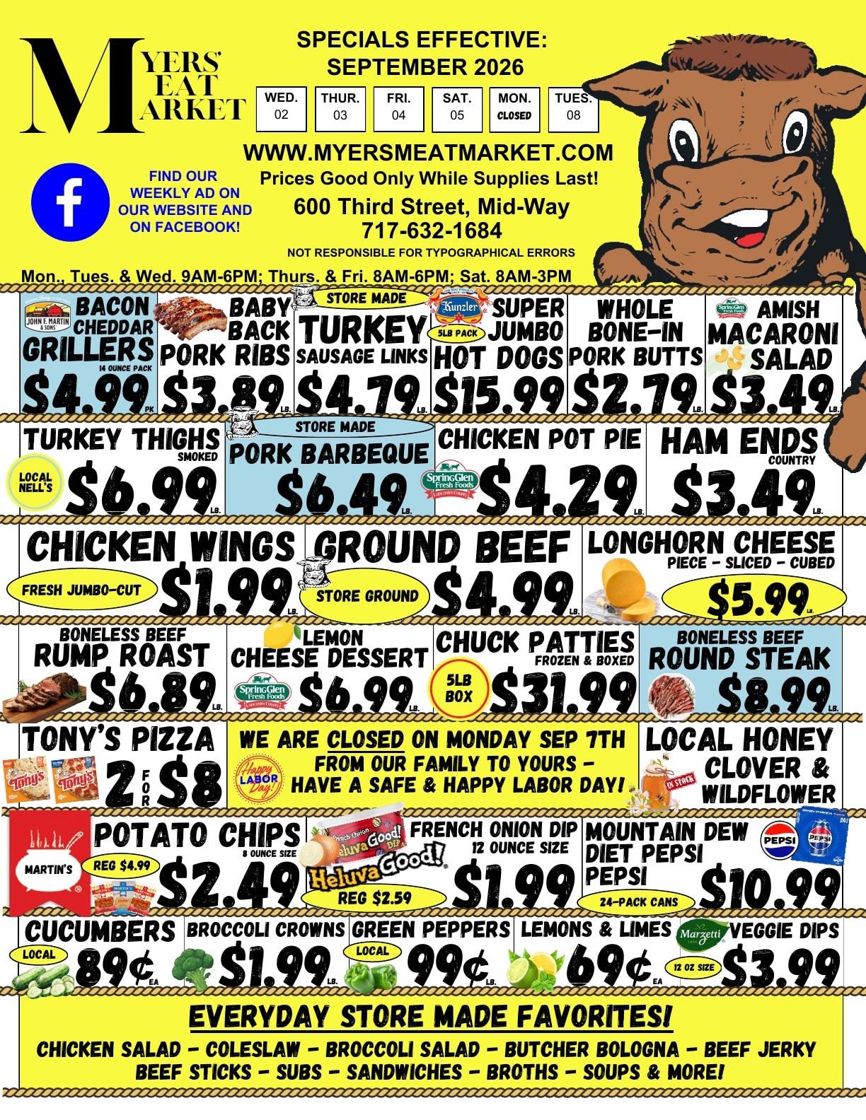 Myers' Meat Market Weekly Ad September 2 - 8, 2026