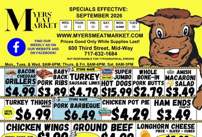 Myers' Meat Market Weekly Ad September 2 - 8, 2026