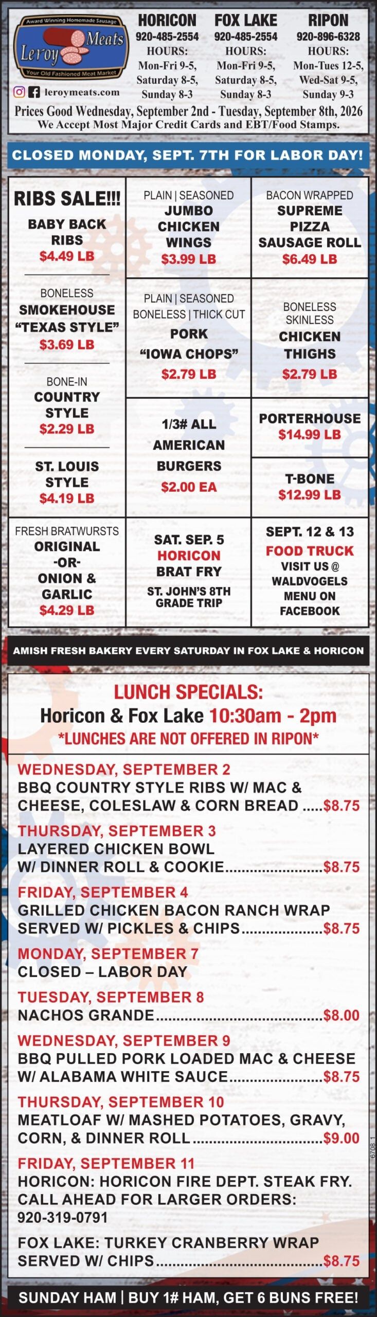 Leroy Meats Weekly Ad September 2 - 8, 2026