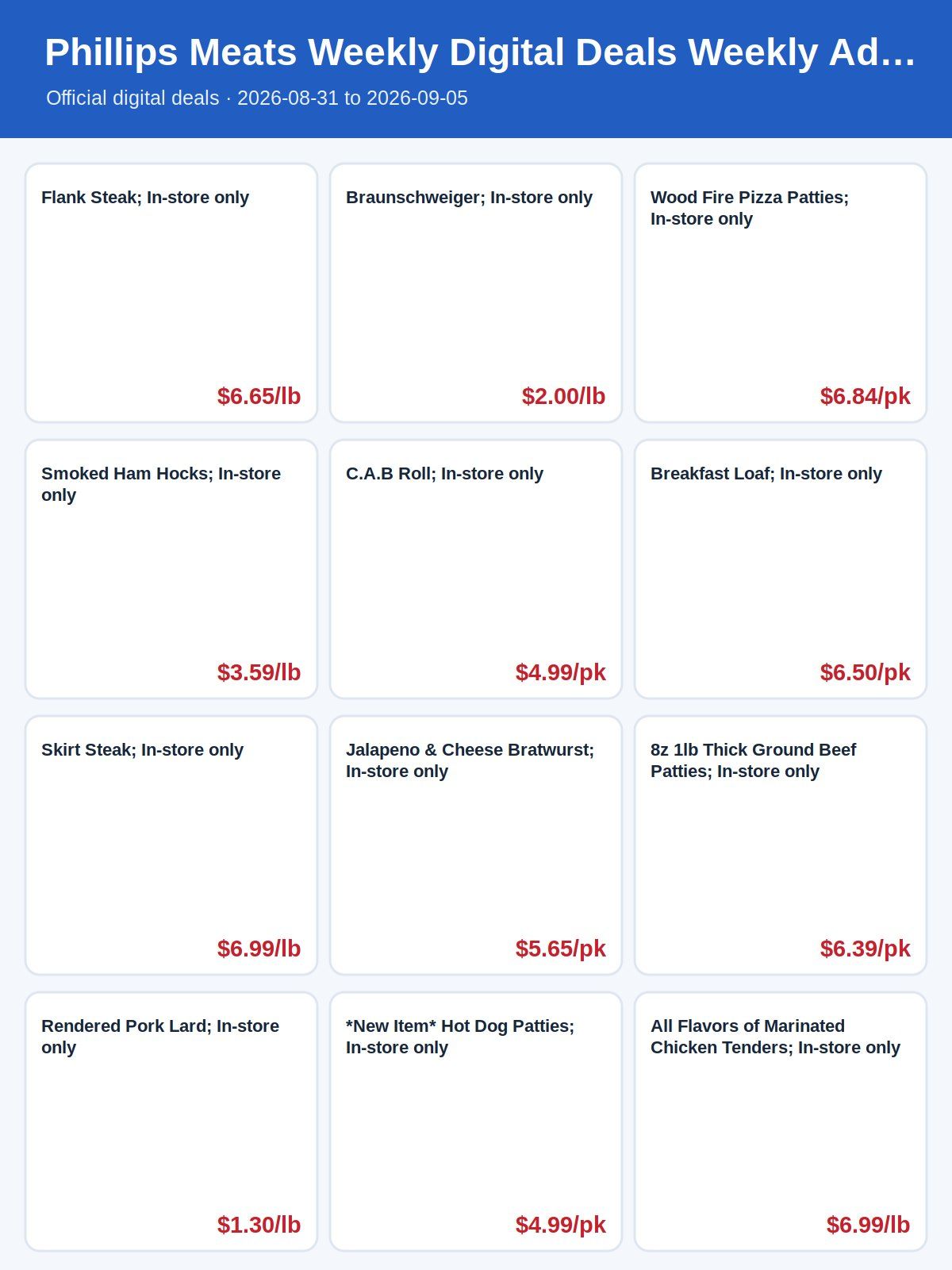 Phillips Meats Weekly Digital Deals Weekly Ad August 31 - September 5, 2026