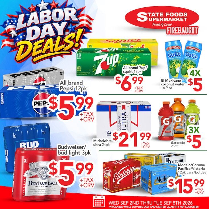 State Foods Supermarket (Firebaugh, CA) Weekly Ad September 2 - 8, 2026