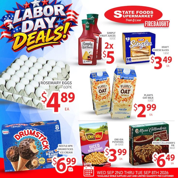 State Foods Supermarket (Firebaugh, CA) Weekly Ad September 2 - 8, 2026