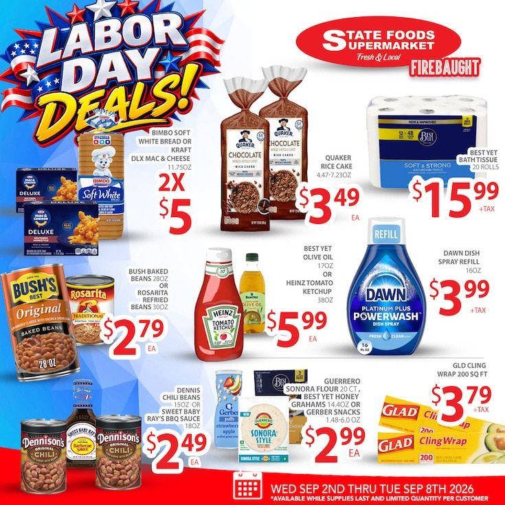 State Foods Supermarket (Firebaugh, CA) Weekly Ad September 2 - 8, 2026