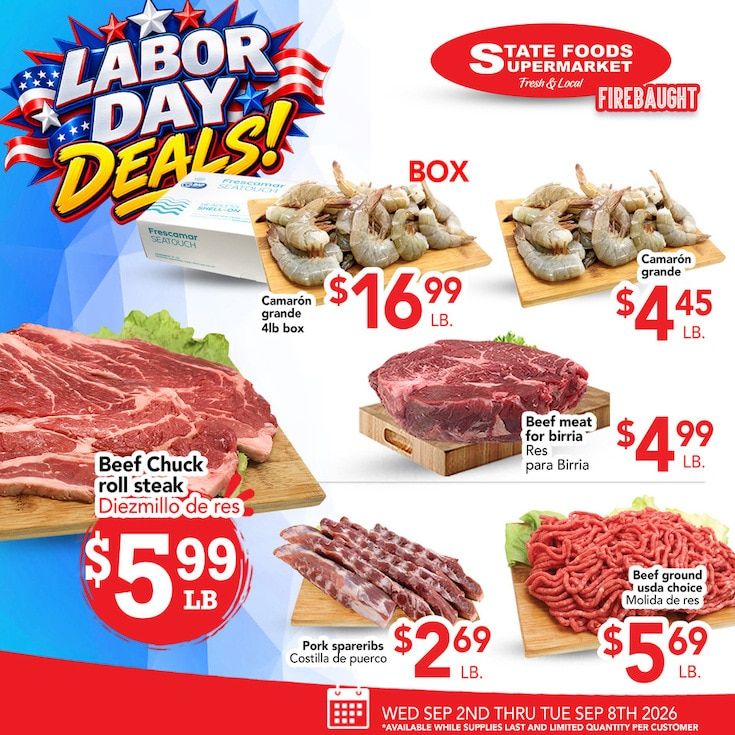 State Foods Supermarket (Firebaugh, CA) Weekly Ad September 2 - 8, 2026