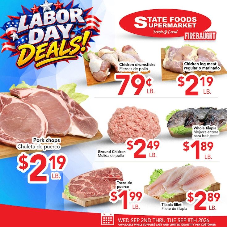 State Foods Supermarket (Firebaugh, CA) Weekly Ad September 2 - 8, 2026
