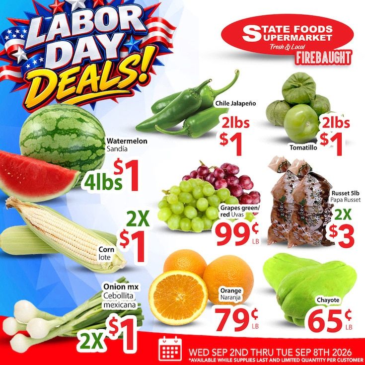 State Foods Supermarket (Firebaugh, CA) Weekly Ad September 2 - 8, 2026
