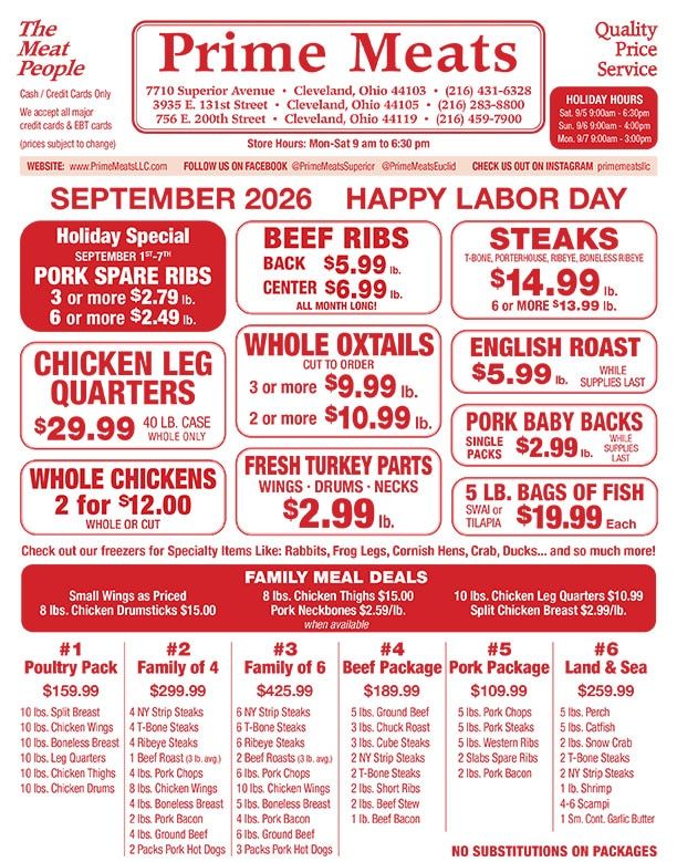 Prime Meats Weekly Ad September 1 - 30, 2026